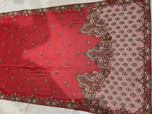 Ladies Red Designer Embroidered Sarees