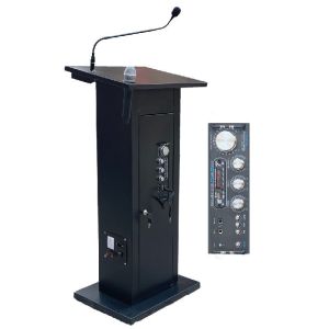 Podium with Microphone and Speaker