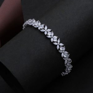 Nature Inspired Flower Petal Diamond Bracelet