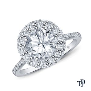 Pave Set Side And Halo Accents Engagement Ring With Center Diamond