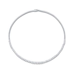 PRONG SET GRADUATED MARQUISE DIAMOND AND BEZEL METAL LINK TENNIS NECKLACE