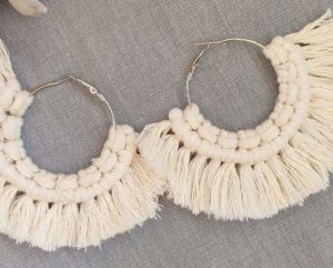 Knitted Cotton Thread Handmade Macrame Earrings, Packaging Type : Plastic Packet