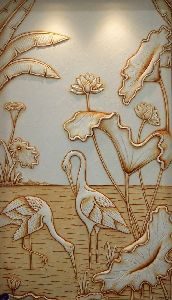 Bird Carved Marble Wall Panel