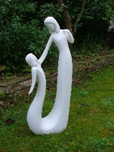 Marble Modern Art Mother and Daughter Sculpture