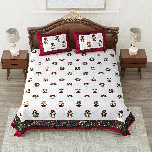 Double Bed Cotton Jaipuri Bedsheet King SIZE