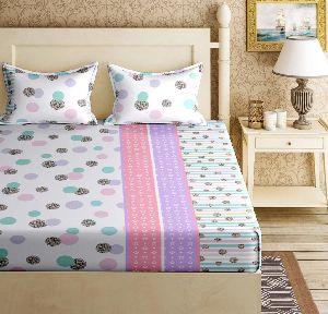 double bed cotton mix white bed sheet