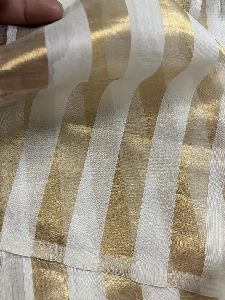 Cotton Silk Golden Stripes Fabric