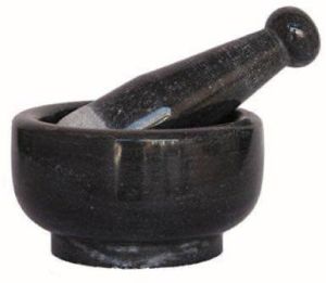 Marble Mortar and Pestle Black Dark