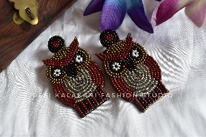 Beaded Owl Earrings