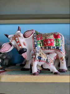 Marble Cow with Calf Statue