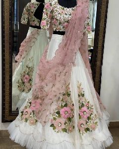 Yuchi Fashion Satin Designer Lehenga Choli, Feature : Dry Cleaning, Easy Washable, Stone Work