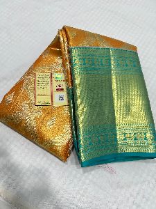Mustard Gold color Pure kanchipuram silk saree