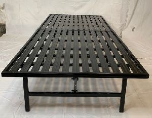Sahni Powder Coated Black Stripes Foldable Single Bed