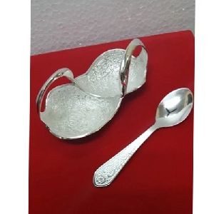 Silver Plated Duck Bowl With Spoon