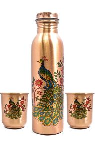 Mayur Printed Copper Water Bottle Gift Set