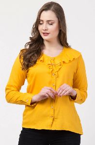 Ladies Yellow Rayon Top