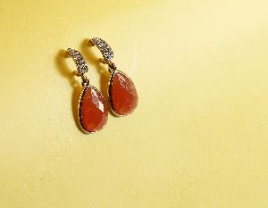 Red Garnet Quartz Gold Plated earings