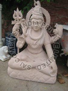 BROWN CARVED POLISHED MARBLE STONE SHIV JI STATUE