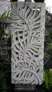leaves carved marble stone wall panel
