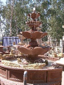 RED MARBLE STONE WATER FOUNTAIN