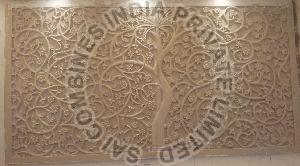 TREE CARVED MARBLE PANEL