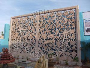 TREE CARVED RECTANGULAR MARBLE STONE PANEL