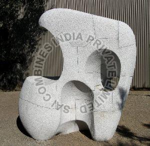 WHITE MABLE STONE GARDEN ABSTRACT SCULPTURE