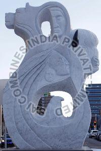 WHITE MARBLE ABSTRACT SCULPTURE