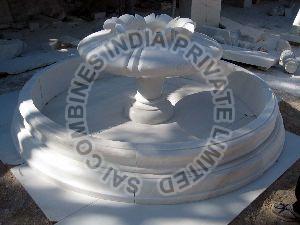 WHITE MARBLE FLOWER CARVED POLISHED  MARBLE FOUNTAIN