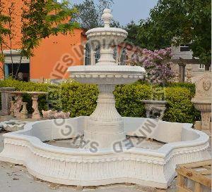WHITE POLISHED MARBLE STONE WATER FOUNTAIN
