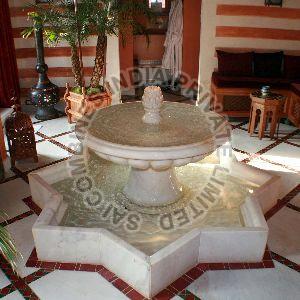 WHITE POLISHED MARBLE WATER FOUNTAIN