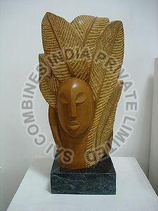 YELLOW MARBLE STONE FACE CARVED LUXURY HOMES SCULPTURE
