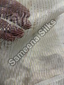 Organza Silk Golden Pinstripe Fabric