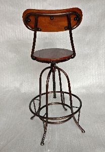 Iron and Wooden Bar Chair
