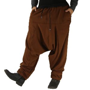 Men's Brown Winter Harem Pants with Pockets