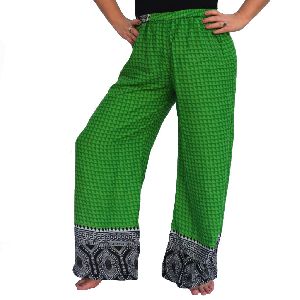Ladies Green Palazzo Yoga Pants