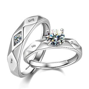 Delicate Crystal Silver Plated Couple Ring