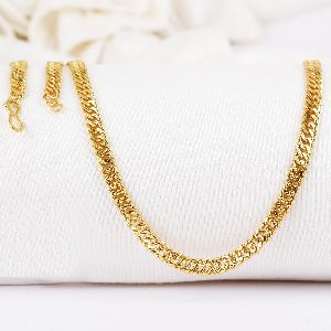 Double Curb Gold Chain Necklace