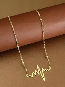 Gold Plated Heartbeat Pendant Necklace