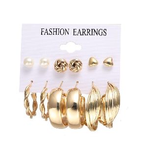 Gold Plated Stud and Drop Earrings Set
