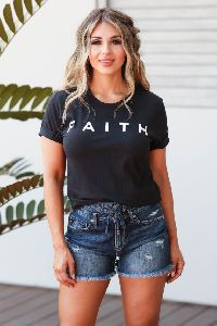 FAITH Graphic Print Shift Black T-Shirt