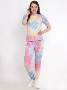 Forever Yours Half Sleeve T-Shirt Tie-Dye Cord Set