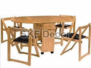Oval Type Folding Dining Table Set