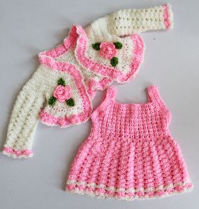 Winterwear Crochet Frock for Girls