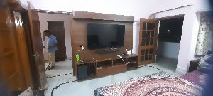 WOODEN TV UNIT WITH OPEN STORAGE