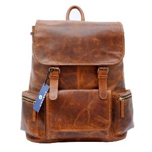 15.5 Inch Buffalo Leather Handmade Unisex Backpack