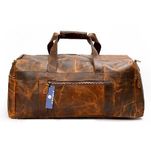 20 Inch Brown Buffalo Leather Duffle Bag