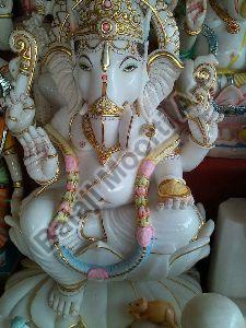 2.5 Feet White Marble Ganesh Statue