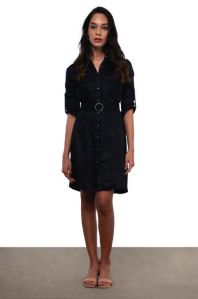 Ladies Black Statement Shirt Dress