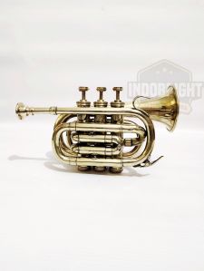 Polished Brass Trumpet For Students Pocket Musical Trumpet Bugle Horn  Nautical